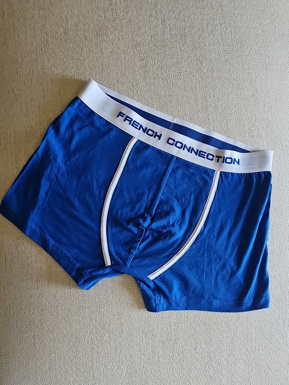 French Connection Royal Blue Men’s Stretch Boxer Briefs with White Waistband